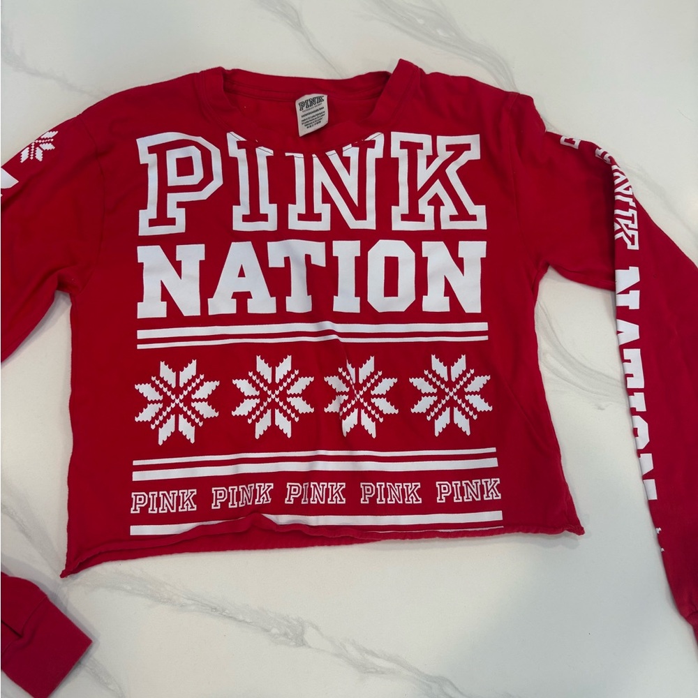 PINK Victoria's Secret Red Graphic Sweater